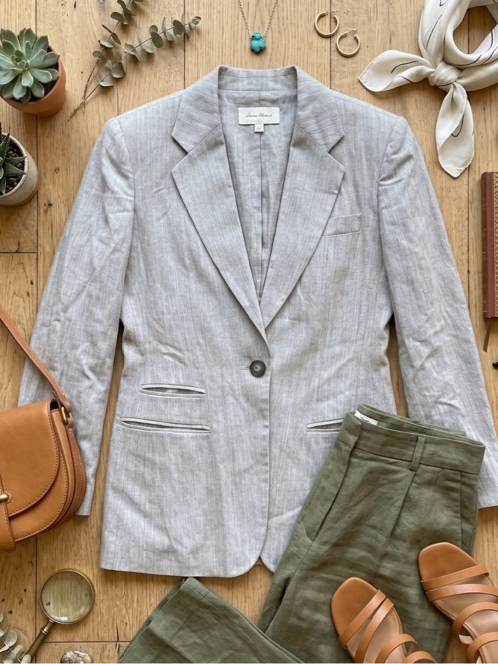 VTG 90s The Limited Linen Blend Blazer  Neutral Academia Office Soren  Office S